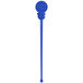 A blue Royal Paper STIRSTIX-E beverage stirrer with a round object on top.