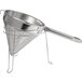 A stainless steel Choice 10" Fine China Cap Strainer with a handle.