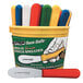 A white bucket filled with Dexter-Russell scalloped sandwich spreaders in assorted colors.