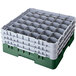 A stack of green Cambro plastic glass racks with white extenders.
