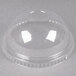 A clear plastic dome lid for Dart PET containers.