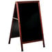 Aarco MA-11 42" x 24" Cherry A-Frame Sign Board with Black Marker Board Main Thumbnail 4