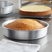 A cheesecake in a Baker's Mark aluminum cake pan.