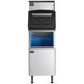 An Avantco stainless steel air cooled ice machine with a black and blue lid.