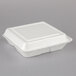 Dart 80HT3R 8" x 7 1/2" x 2" White Foam 3 Compartment Hinged Lid Container - 100/Pack Main Thumbnail 2