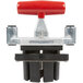 A red and black Vollrath Redco InstaCut 3.5 T-Pack clamp with a red handle.