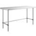A Regency stainless steel open base work table with metal legs.