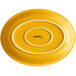 A mango orange Acopa Capri oval stoneware platter with a white border.