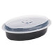 Pactiv Newspring OC32B 32 oz. Black 9 1/8" x 6 3/4" x 2" VERSAtainer Oval Microwavable Container With Lid - 150/Case Main Thumbnail 2