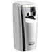 A silver Rubbermaid Microburst 9000 air freshener dispenser with a digital display.