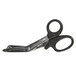 A close-up of a pair of black-handled scissors.
