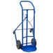 A blue Wesco Industrial Products hand truck with black and silver wheels.