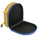 A blue and yellow HeartSine soft case with a zipper.