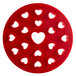A red Fox Run heart shaped pie crust cutter with hearts cut out in the middle.