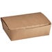 A brown Fold-Pak Bio-Plus Dine take-out box with a lid.