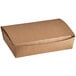A brown rectangular Bio-Plus Dine take-out box with a lid.