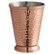 An Acopa hammered copper mint julep cup with beaded detailing and a textured surface.