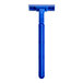 A blue twin blade disposable razor with a plastic handle.