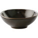 A black bowl with a dark brown rim.