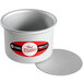 A silver round Fat Daddio's cheesecake pan with a removable bottom.