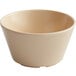An Acopa Foundations tan melamine bouillon cup with a white background.