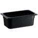 A Vigor black polycarbonate rectangular food pan with a lid.