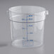 A clear plastic Vigor food storage container with blue gradations.