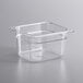 A Vigor clear plastic food pan with a clear lid.