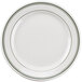 Tuxton TGB-022 Green Bay 8 3/8" Eggshell Wide Rim Rolled Edge China Plate with Green Bands - 36/Case Main Thumbnail 3