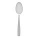 A Fortessa stainless steel coffee spoon with a white handle.
