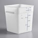 A white square plastic Vigor food storage container with blue measurement scale.