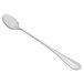 A Fortessa Forge stainless steel iced tea spoon with a silver handle.