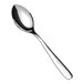 A close-up of a Fortessa stainless steel small coffee spoon with a silver handle.