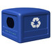 Commercial Zone 746104 42 Gallon Blue Square Recycling Bin Lid with Blue Decals Main Thumbnail 1
