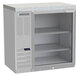 A white Beverage-Air back bar refrigerator with glass doors and shelves.
