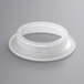 A white plastic #12 Sausage Stuffer replacement flange with a hole.
