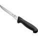 A Mercer Culinary stiff boning knife with a black handle.