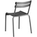 A Lancaster Table & Seating matte gray aluminum outdoor side chair with a seat and back.