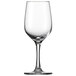 A clear Schott Zwiesel wine glass on a white background.