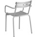 Lancaster Table & Seating Silver Powder Coated Aluminum Outdoor Arm Chair Main Thumbnail 4