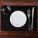 Hoffmaster 310551 10" x 14" Black Colored Paper Placemat with Scalloped Edge - 1000/Case Main Thumbnail 1
