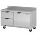 A large stainless steel Beverage-Air worktop freezer with two drawers.