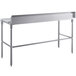 A Regency stainless steel poly top table with open legs.