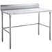 A Regency stainless steel work table with a white poly top and metal legs.