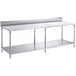 Regency 30" x 96" 14-Gauge 304 Stainless Steel Poly Top Table with 3/4" Thick Poly Top, Undershelf, and 6" Backsplash Main Thumbnail 3