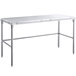 A Regency stainless steel poly top work table with an open base and white poly top.