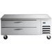 A Beverage-Air stainless steel 2 drawer refrigerated chef base on wheels.
