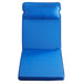 A blue chaise cushion with a pillow on top on a white background.