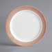Visions 7" White Plastic Plate with Rose Gold Lattice Design - 150/Case Main Thumbnail 3