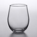 An Anchor Hocking Vienna stemless red wine glass on a white surface.